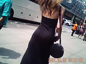 slim white chick walking