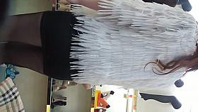 Japanese upskirt teen brunette flashing her pussy in public