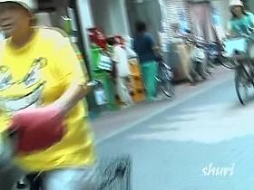 Lovely little brunette in the middle of wild street sharking action