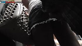 Denim upskirt with an attitude