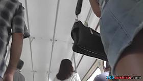 Mini skirt can't hide cool ass in upskirt thong video