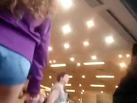 Teen with nice butt in very tight jeans shorts