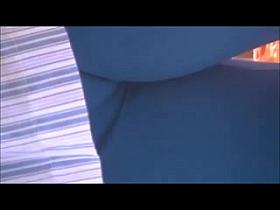 Mature in tight spandex showing massive pussy