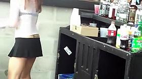 Checking out the hot waitress