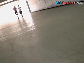 Tall beauty in subway upskirt