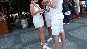 Pretty girl in transparent white dress