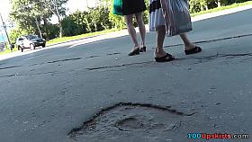 Gripping flick on beauties cunt up petticoat