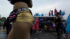 Hot white slut tight gold shorts ass cheeks!