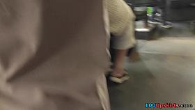 Voyeur upskirt vid of a slim brunette's ass in the bus