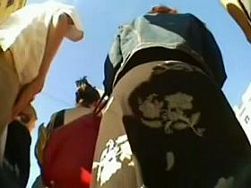 Mature upskirt voyeur action with two great looking milfs