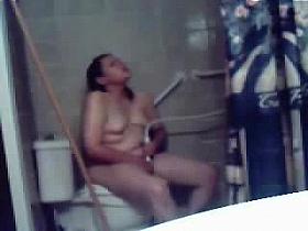 Caught my s ister masturbating in toilet