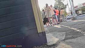 Bubble-ass redhead wears thong in upskirt porn