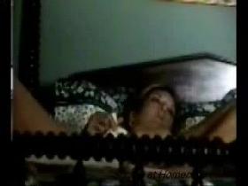 Hidden cam caught quick orgasm of my mom