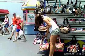 Trina flashing Broadway at the Beach vendors