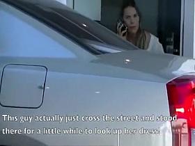 Exhibitionist chick flashing tits and pussy