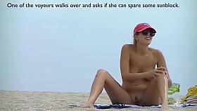 Hot nudist mature woman at the beach filmed voyeur