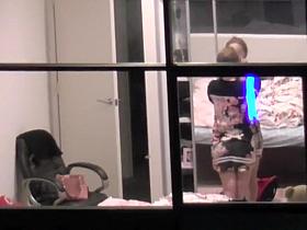 Asian teen spied through the window