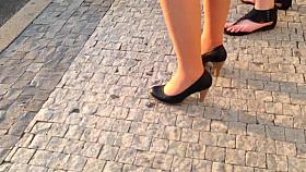 exciting teen with heels nyloned