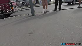 Extremely hot golden-haired upskirt episode