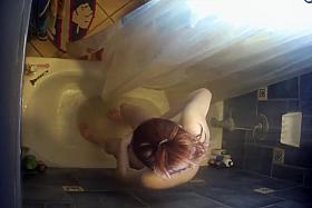 Pale bent over ass in shower