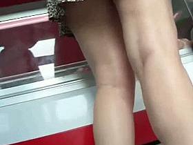 Mature wife up skirt at the local market