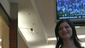 Street candid babe with nice butt walks in sexy jeans shorts