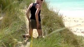 Couple play at the beach