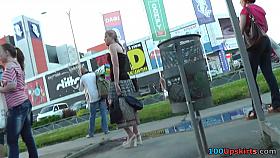 Beautiful blonde girl in the free upskirt video