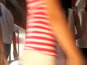 Teen in pink leggings with nice ass