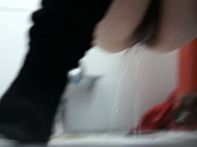 Close spy cam shot of hairy pussy pissing hard