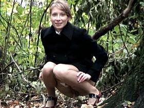 Hidden pee cam in my hands voyeured babe in the wood