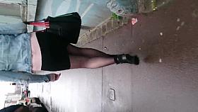 Candid walk in pantyhose