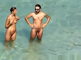 Nudist woman blows cock in beach