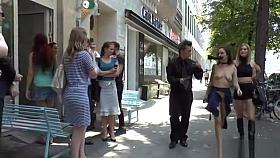 Small tits slave fucked in public shop
