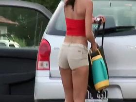 Windy weather chased away a hot girl