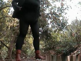 Mature redhead pee in the forest