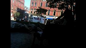 old handy-vid of a topless hippie-girl in a crowd