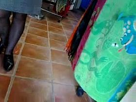 spy great pantyhosed legs of a mature woman