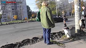 Blonde filmed by upskirt camera in the public transport