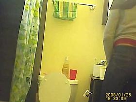 Black girl pissing on toilet has the extra thick pussy hair