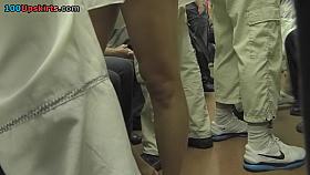 Shortie panty up her petticoat