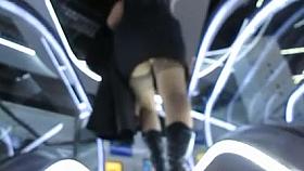 Stockings upskirt on escalator