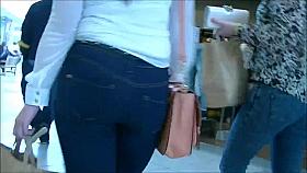 Candid big ass blue jeans