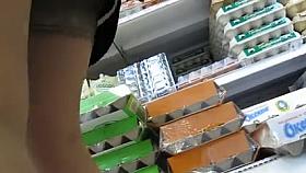Stockings upskirt in market