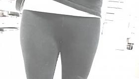 The girl in black tights with light and slow