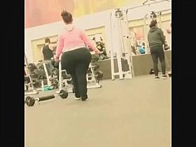 White BBW Pear with a HUGE Fat Culo at the gym
