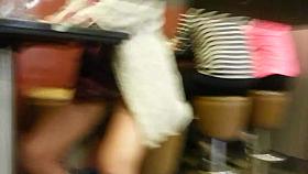 Hot horny girl caught flashing Upskirt in cafe