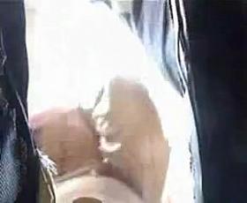 Stockings upskirt at garden centre