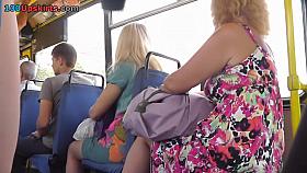 Nice-Looking upskirt cutie on a bus