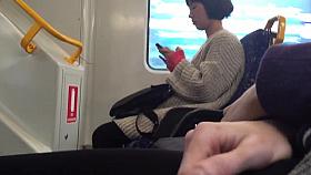 Public masturbation in leggings